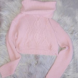 Missguided crop roll neck jumper sweater 8 pink
